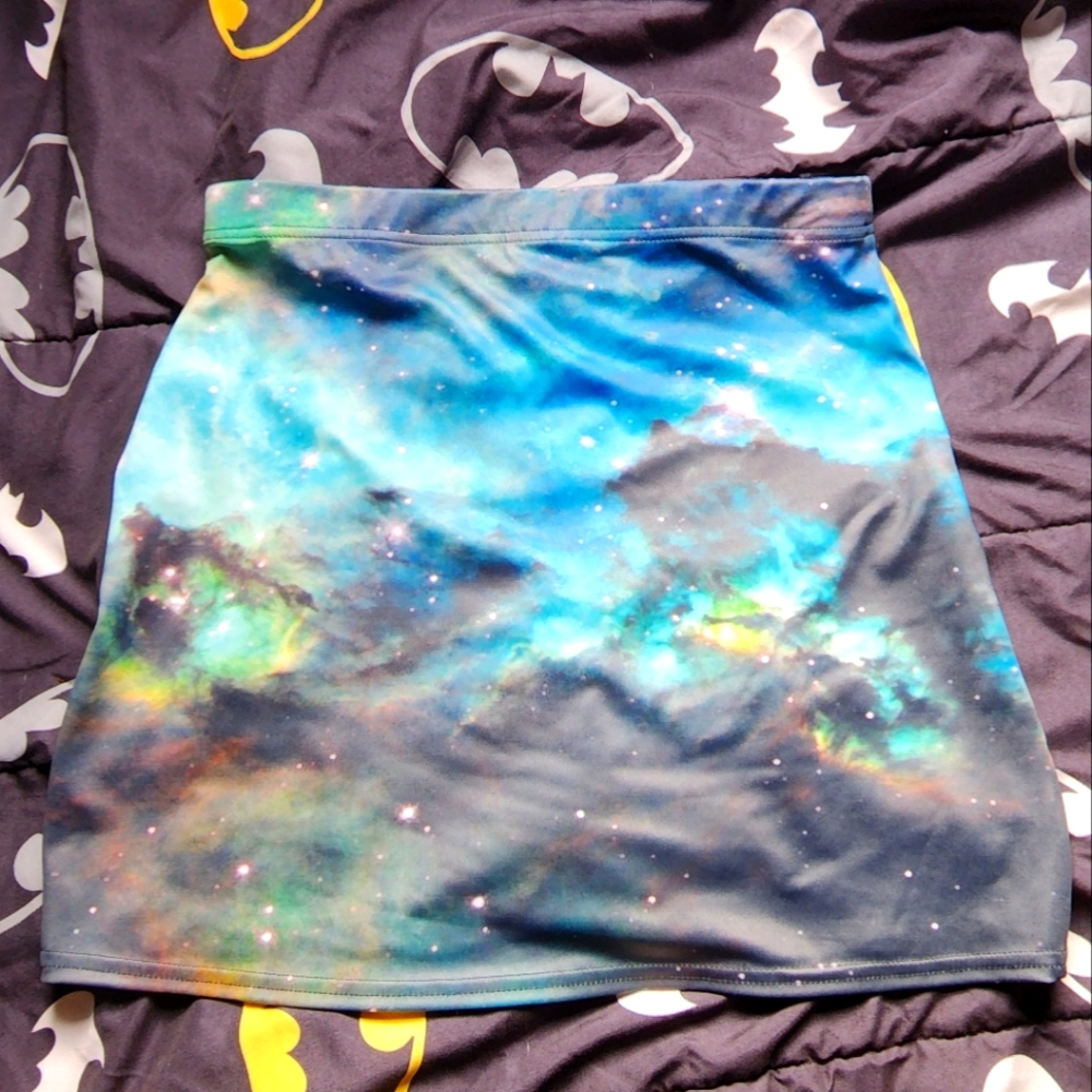 Blackmilk Green Galaxy skirt - old school size large